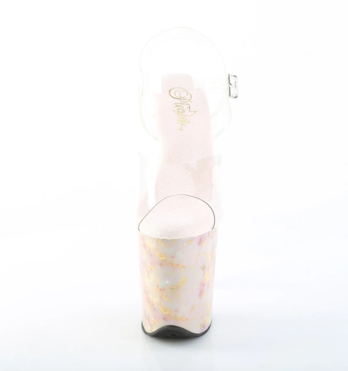 FLAMINGO-808MB Clear/Blush-Gold Marble Platform Shoes