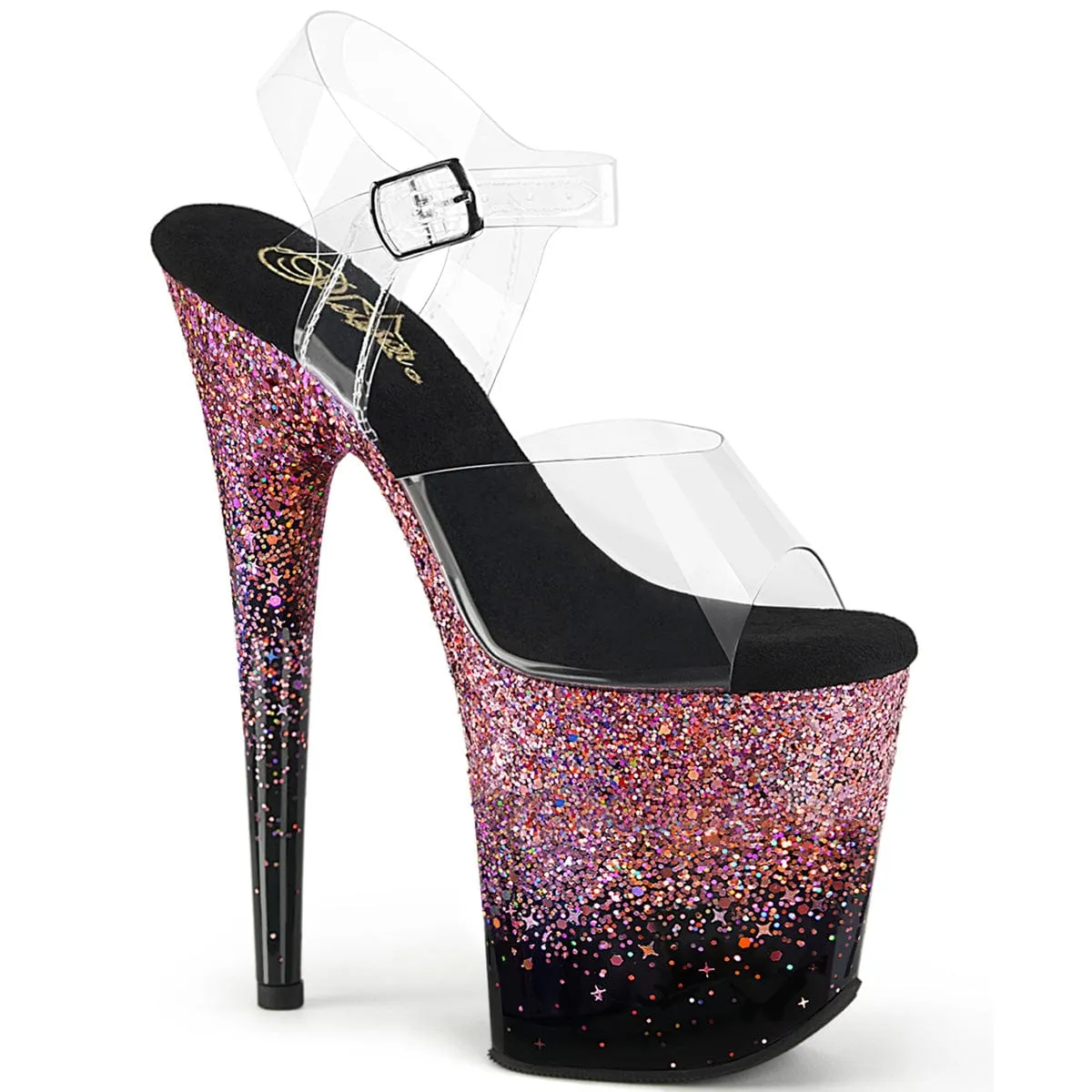 FLAMINGO-808SS Clear/Black-Pink Multi Glitter