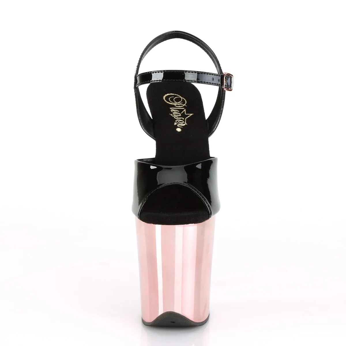 FLAMINGO-809 Black Patent/Rose Gold Chrome