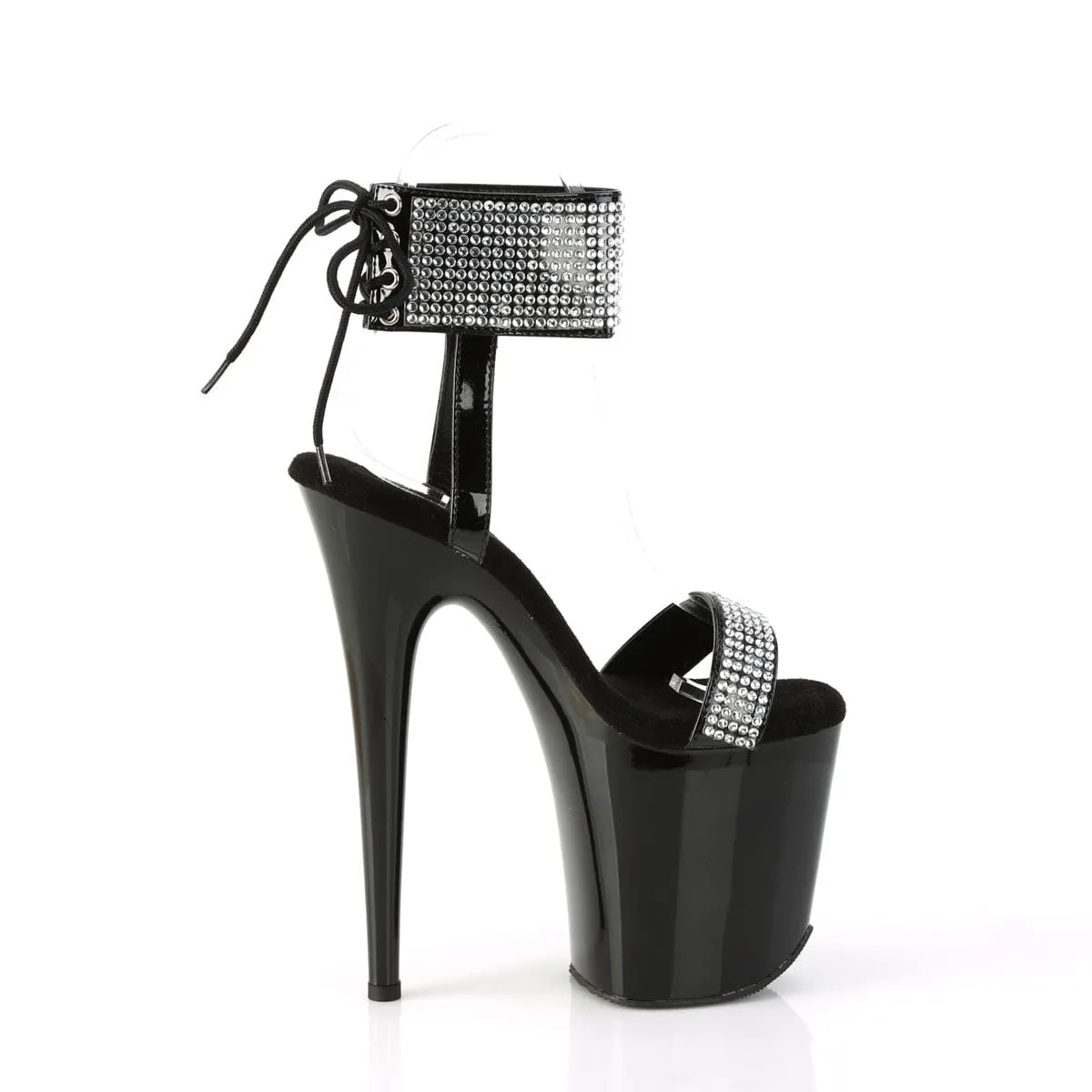 FLAMINGO-870 Black Patent -Rhinestones/Black