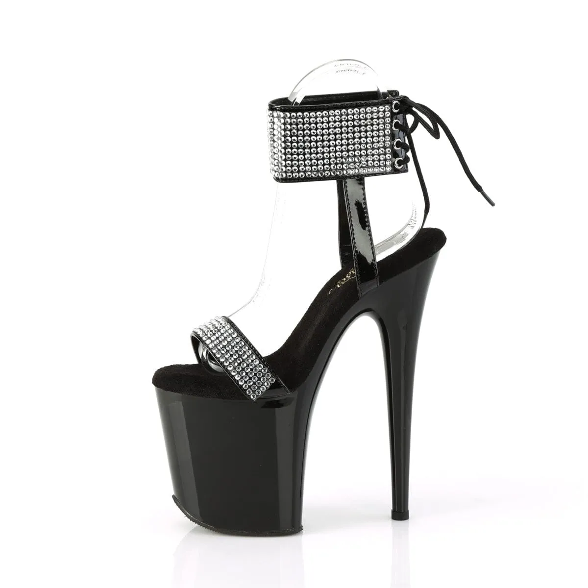 FLAMINGO-870 Black Patent -Rhinestones/Black