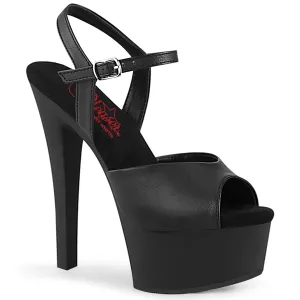 GLEAM-609 Black Faux Leather-Black Matte