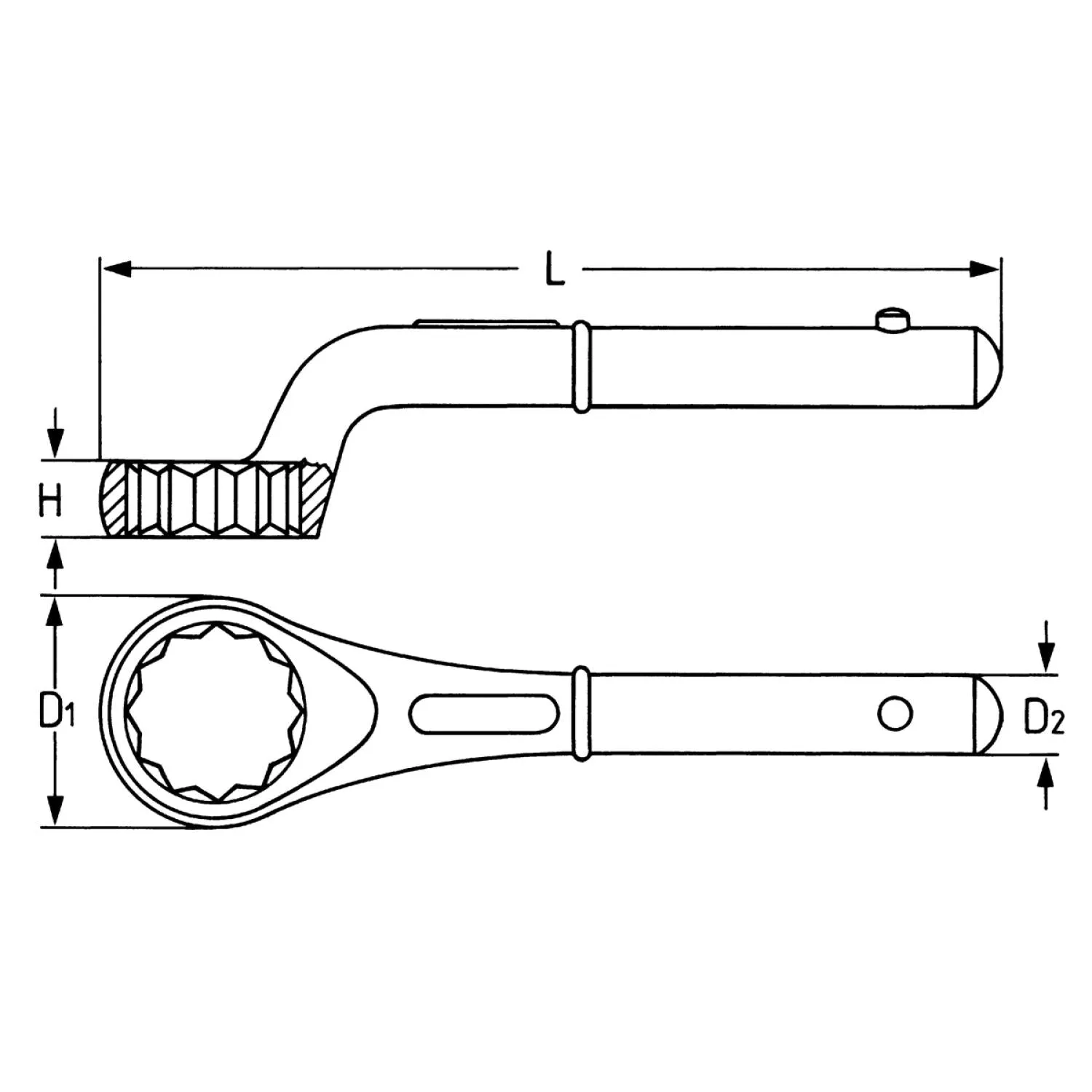 Heyco 00840002280 Single Ended Ring Wrenches, 22 mm Length 180 mm