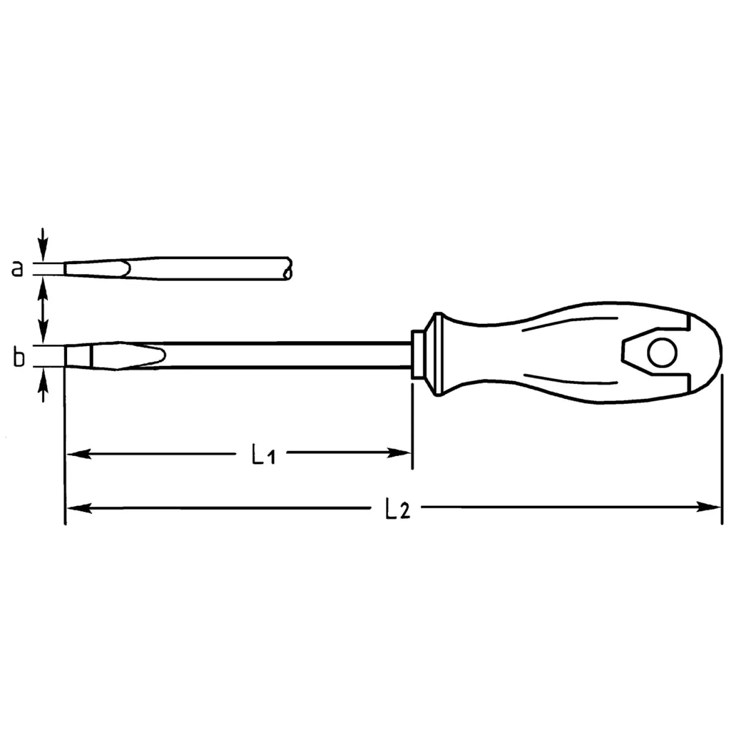 Heyco 04537015080 Slotted Engineers' Screwdriver with 2K Handle, 8.0mm with Hexagon Blade and Bolster