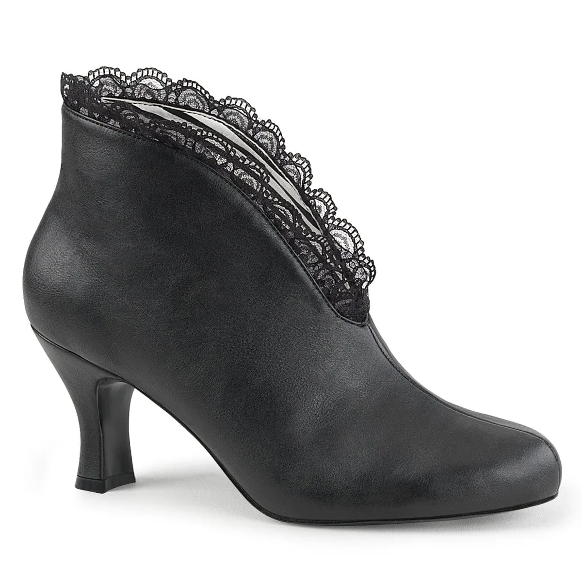 JENNA-105 Black Faux Leather-Lace