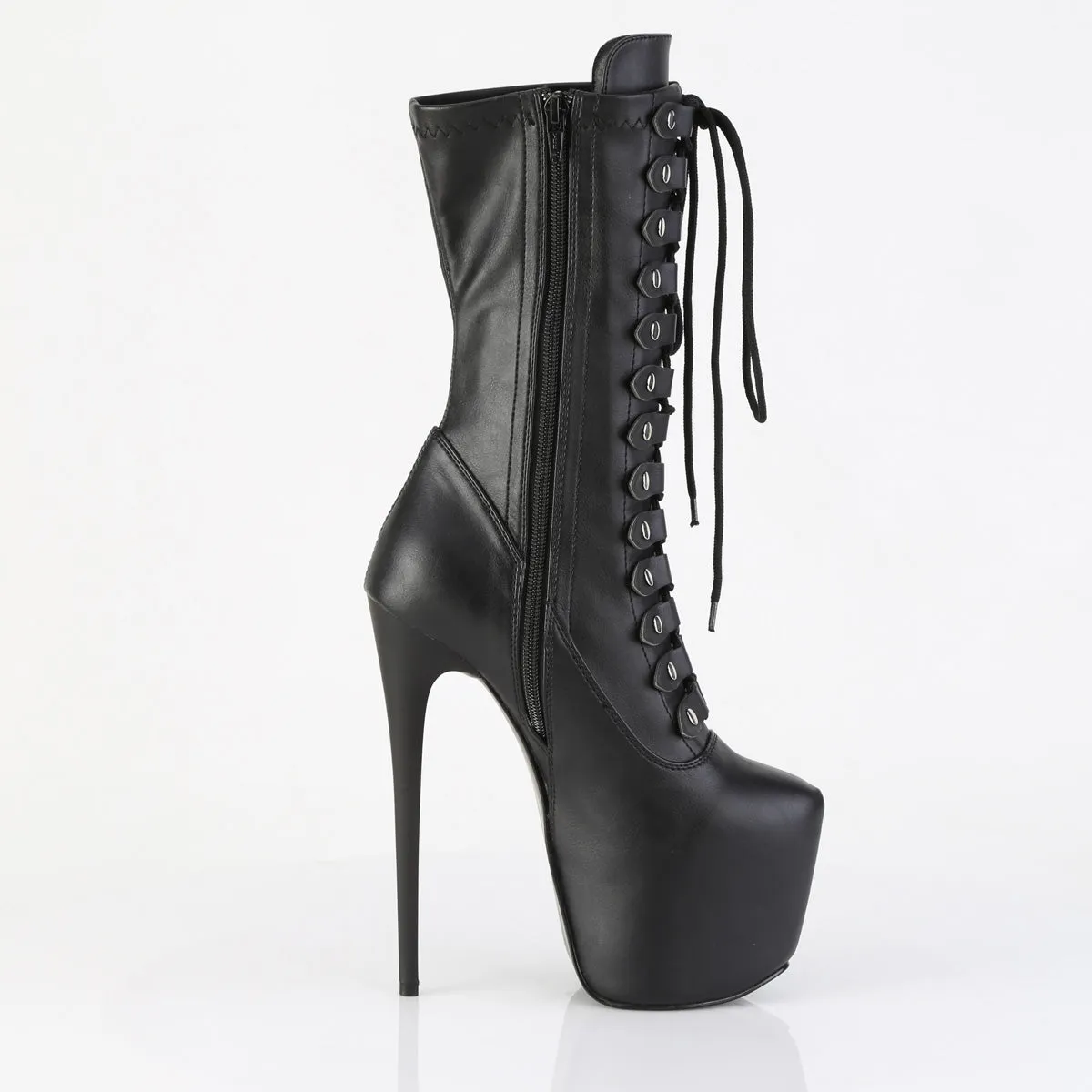 JUBILANT-1048 Black Stretch Faux Leather Platform Shoes