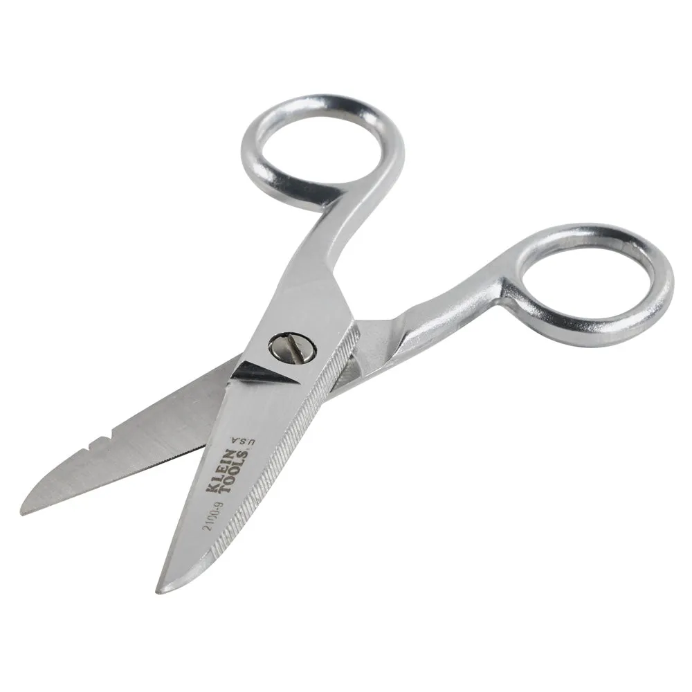 Klein Tools 2100-9 Stainless Steel Electrician's Scissors Stripping Notches Silver