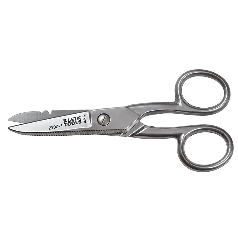 Klein Tools 2100-9 Stainless Steel Electrician's Scissors Stripping Notches Silver