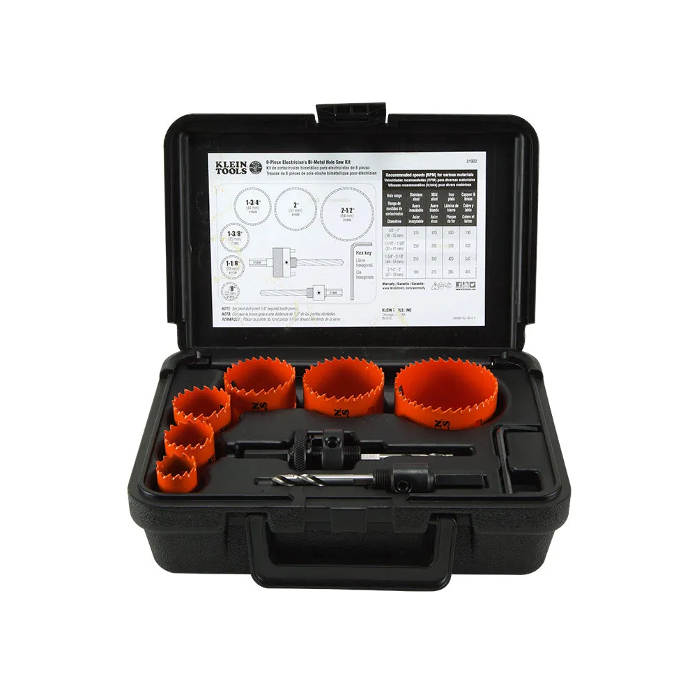 Klein Tools 31902 Bi-Metal Hole Saw Kit, 8 Piece
