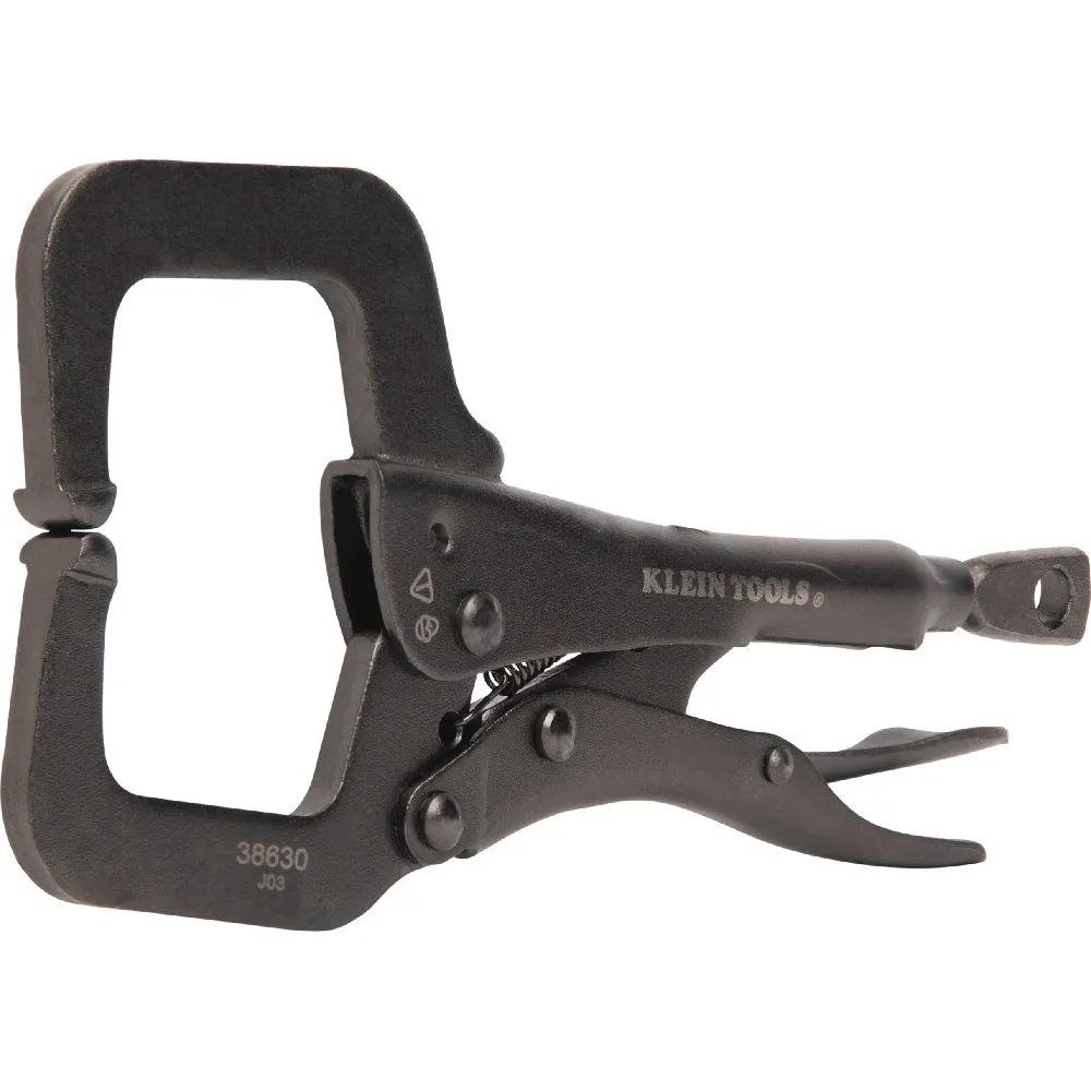 Klein Tools 38664 Locking Pliers Set, C-Clamp, Long Nose, Curved Jaw, 3 Pc.