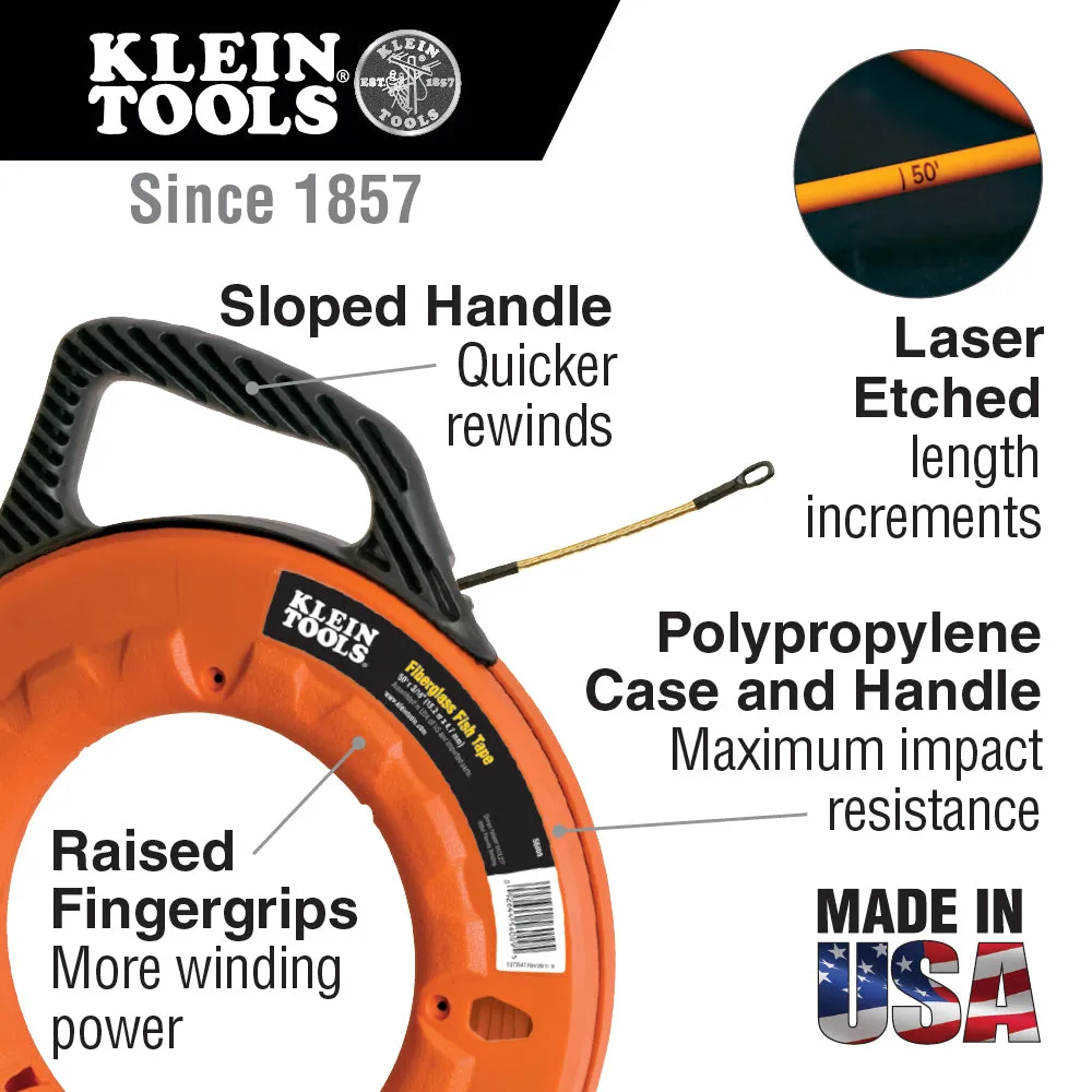 Klein Tools 56014 Navigator Fiberglass Fish Tape, 200-Foot Length