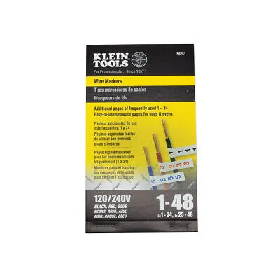 Klein Tools 56251 Wire Marker Book 120/240V 3 Phase 1-48