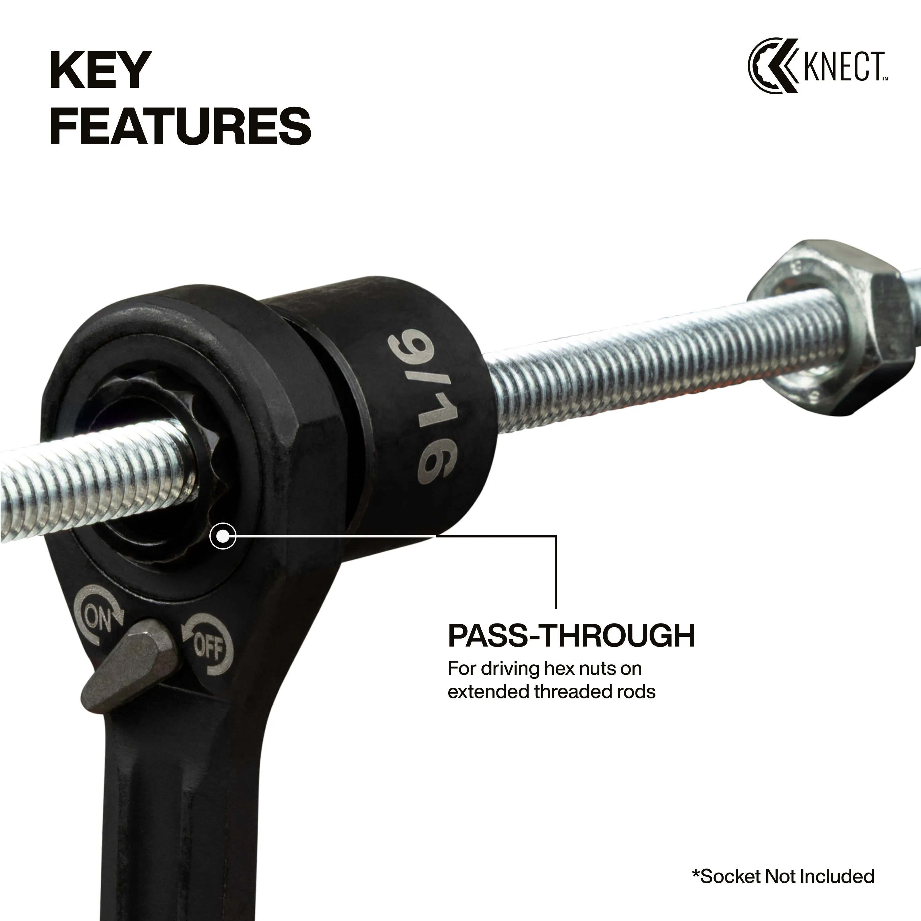 Klein Tools 65301ADP KNECT (S) Pass Through Ratchet and 1/4" Drive Socket Adapter Set