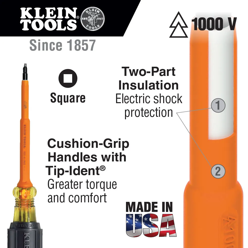 Klein Tools 661-7-INS #1 Insulated Square-Recess Screwdriver