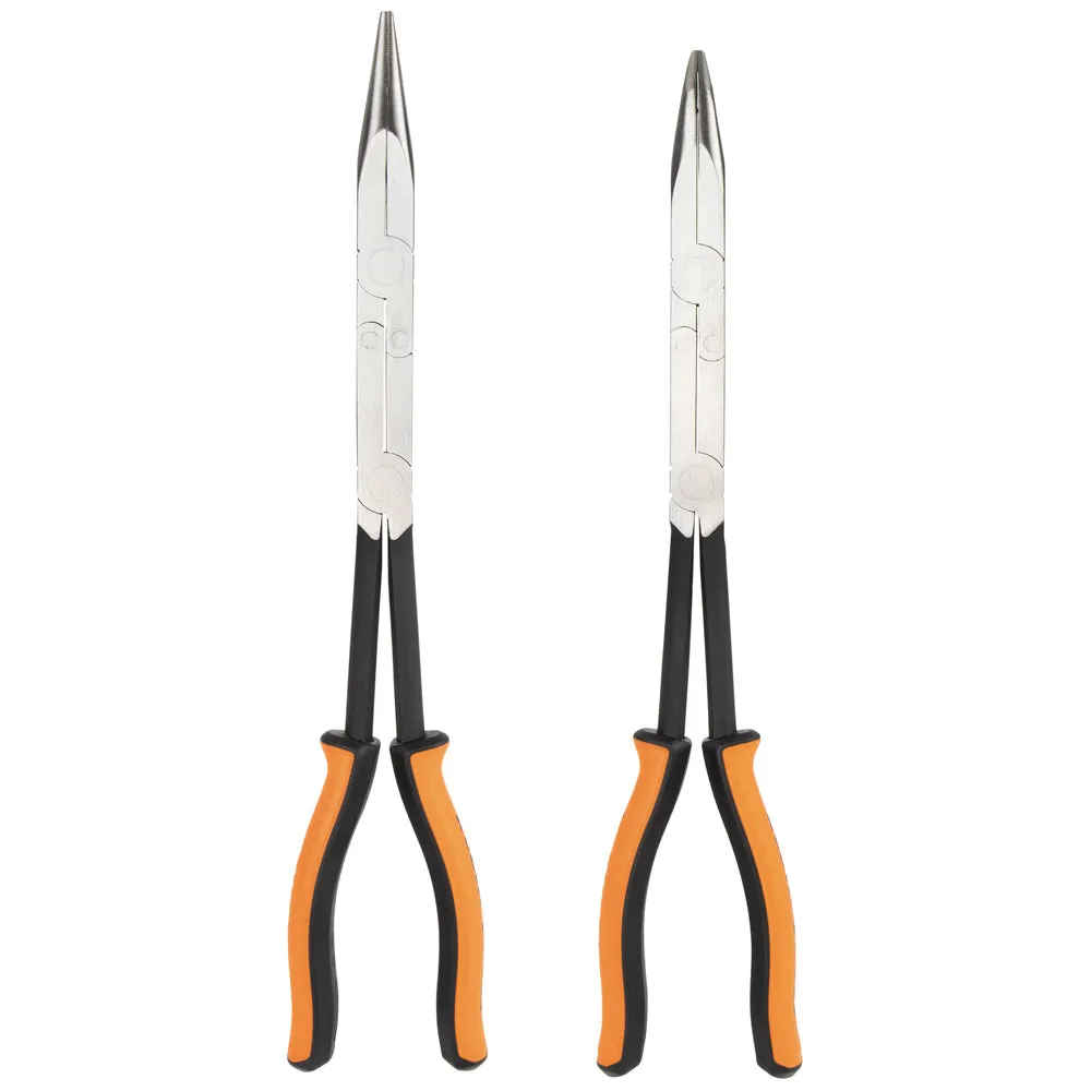 Klein Tools 71402 Long Reach Needle Nose and Bent Nose Pliers Set, 13", 2 Pc.