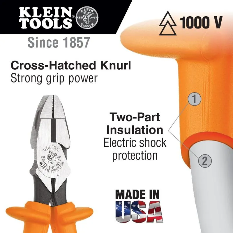 Klein Tools D20009NEINS Insulated Lineman's Pliers, 9 Inch