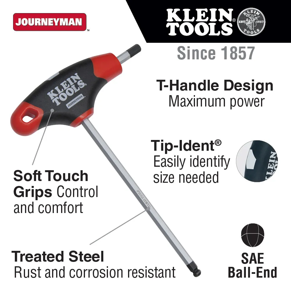 Klein Tools JTH6E06BE 3/32-Inch Ball End Hex Key with T-Handle, 6-Inch