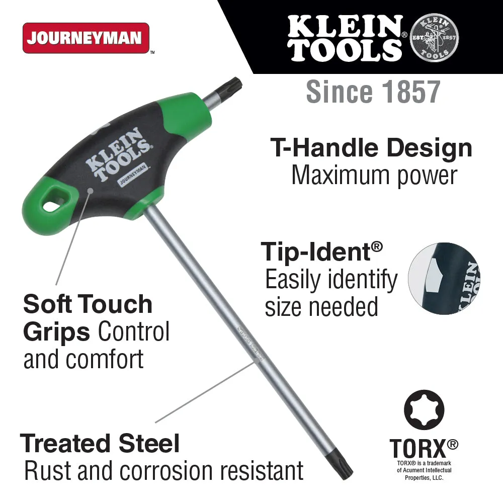 Klein Tools JTH6T20 T20 TORX Hex Key with Journeyman T-Handle, 6-Inch