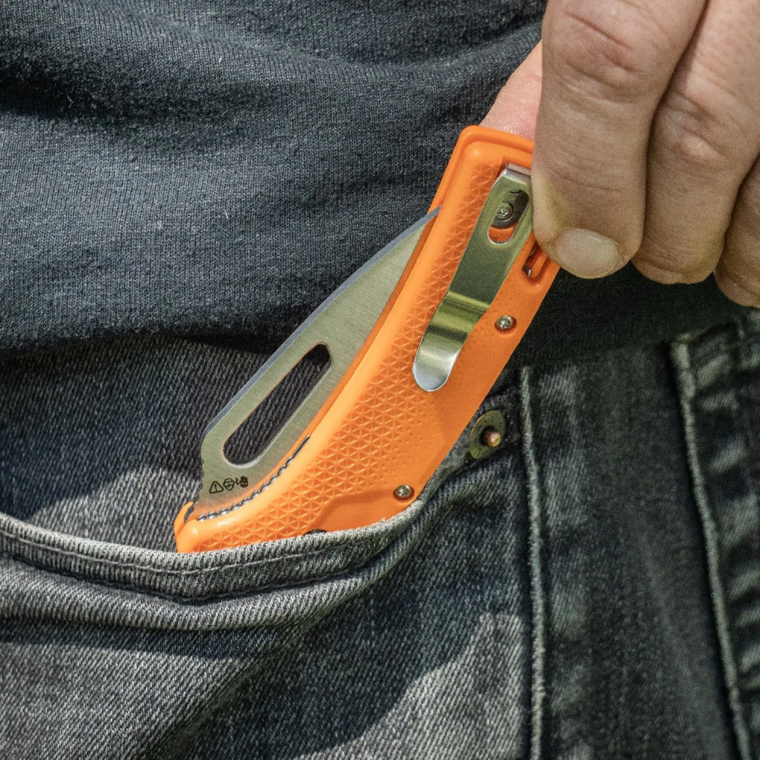 Klein Tools OFK000ORT Resurgence Fishing Pocket Knife, Orange & Drop Point
