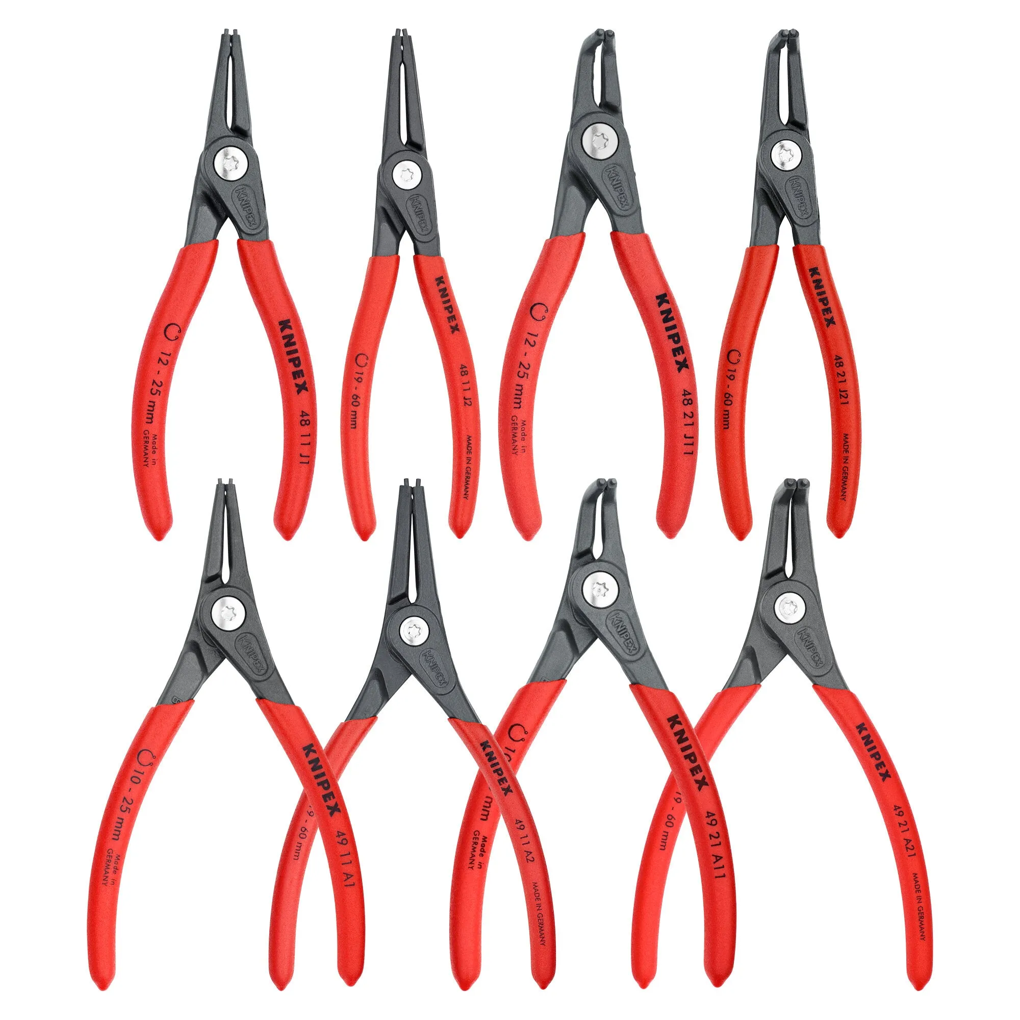 Knipex 00 19 58 V02 8 Pc Precision Snap Ring Pliers Set in Tool Roll