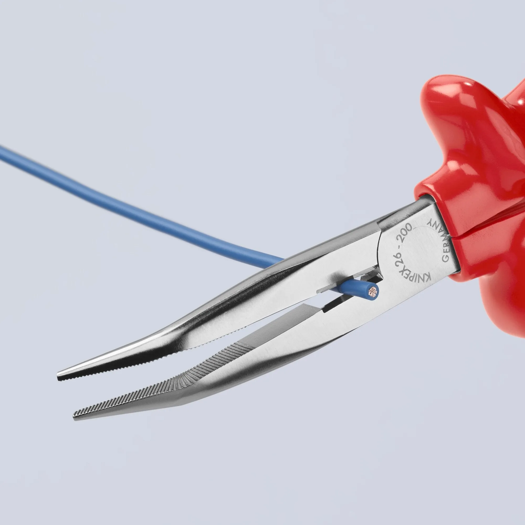 Knipex 26 27 200 8" Long Nose 40 Angled Pliers with Cutter-1000V Insulated