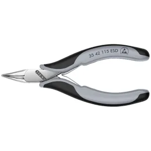 Knipex 35 42 115 ESD 4 1/2" Electronics 45 Angled Pliers-Half Round Tips, ESD Handles