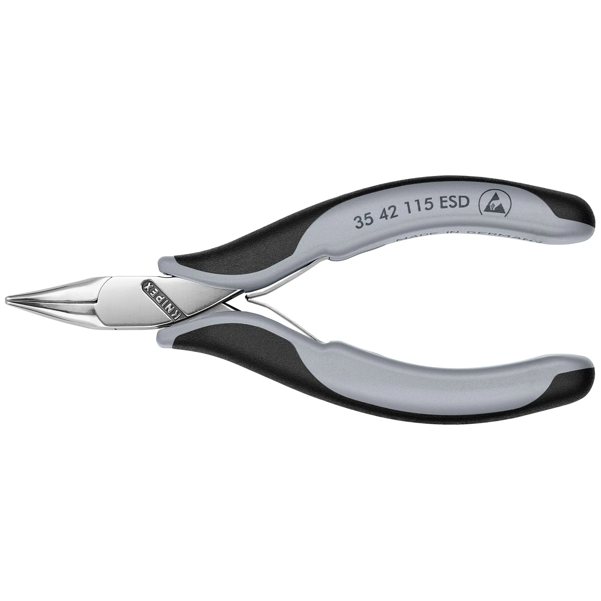 Knipex 35 42 115 ESD 4 1/2" Electronics 45 Angled Pliers-Half Round Tips, ESD Handles