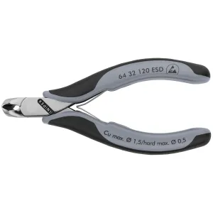 Knipex 64 32 120 ESD 4 3/4" Electronics End Cutting Nippers-ESD Handles