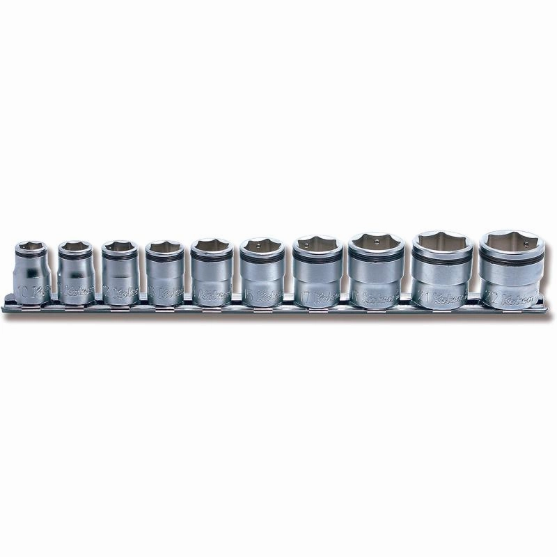 Ko-Ken RS3450M/10 3/8 Inch Sq. Dr. Socket set 8mm-22mm Nut Grip 10 Pieces