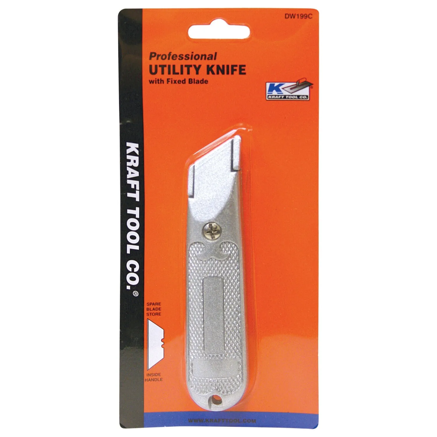 Kraft Tool DW199C Checkered Handle Utility Knife with Fixed Blade