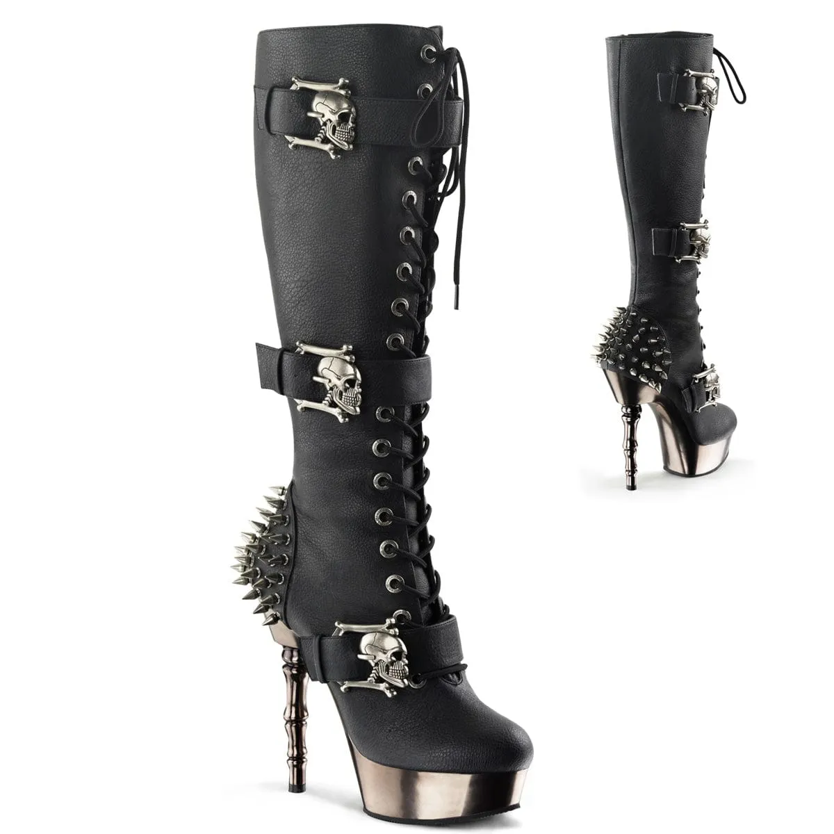 MUERTO-2028 Black Vegan Leather/Pewter Chrome