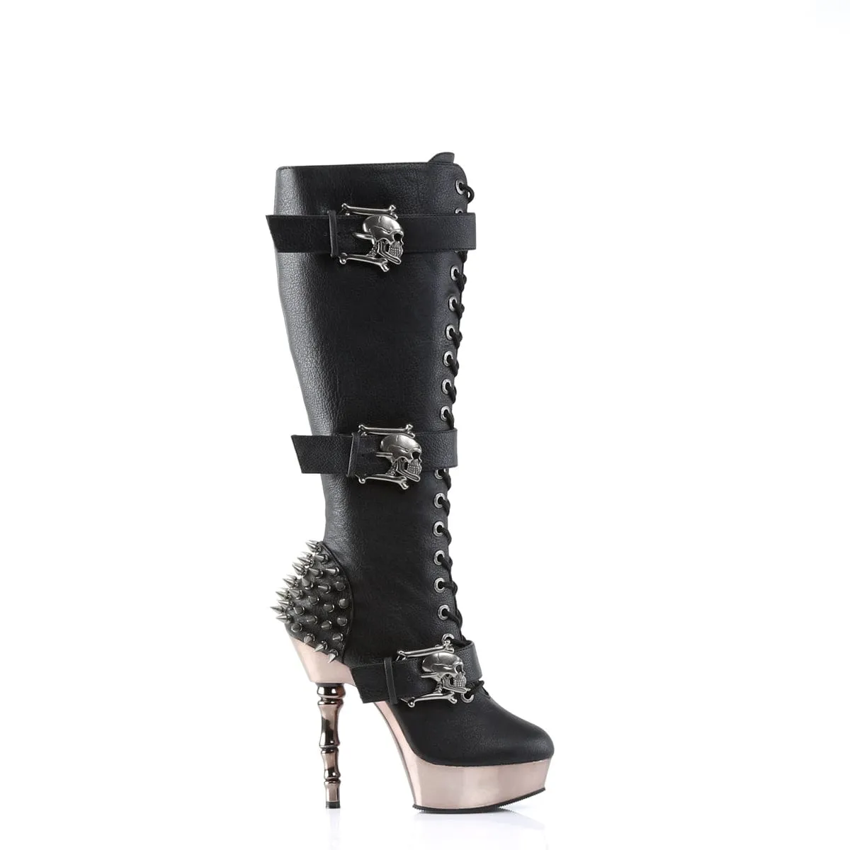 MUERTO-2028 Black Vegan Leather/Pewter Chrome