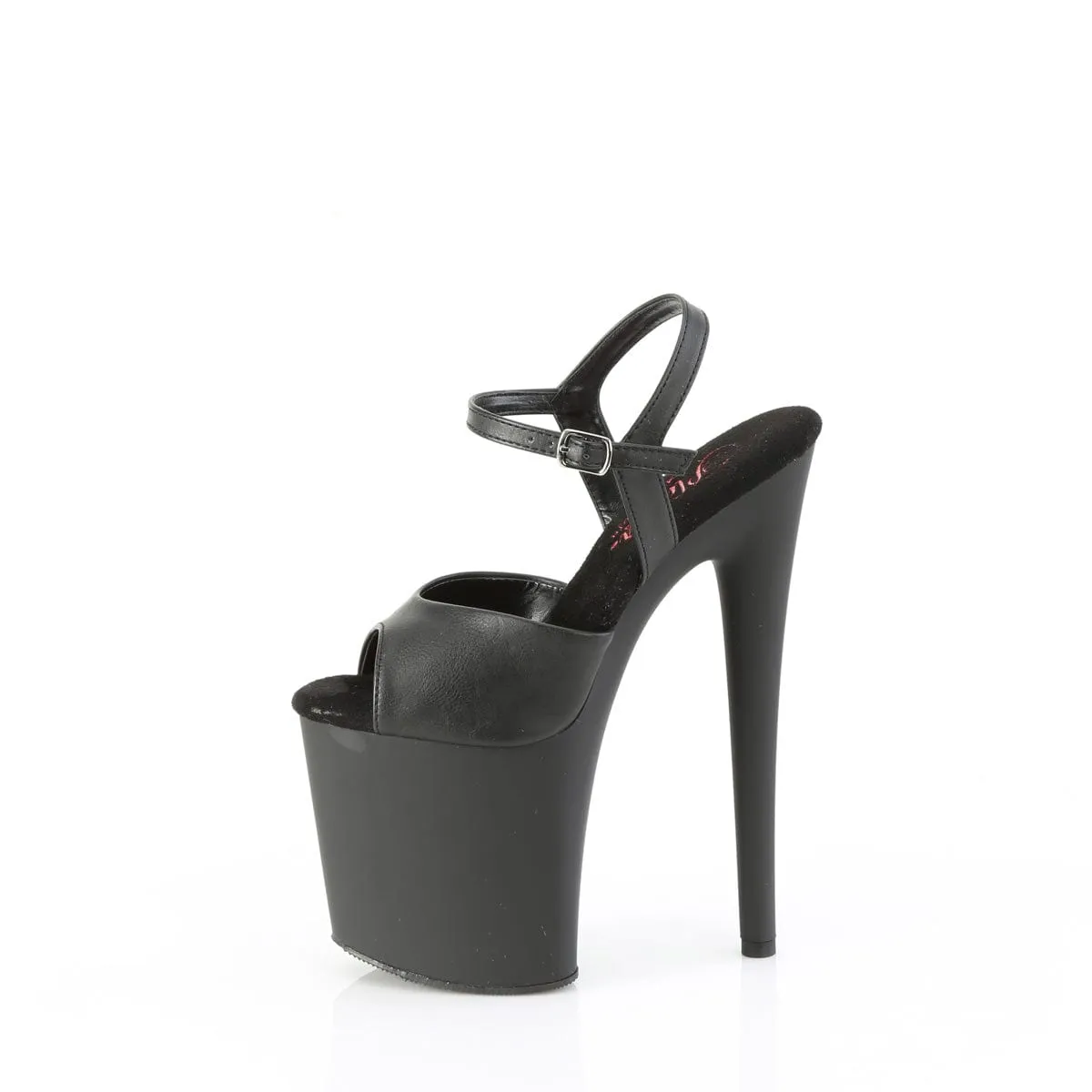 NAUGHTY-809 Black Faux Leather/Black Matte