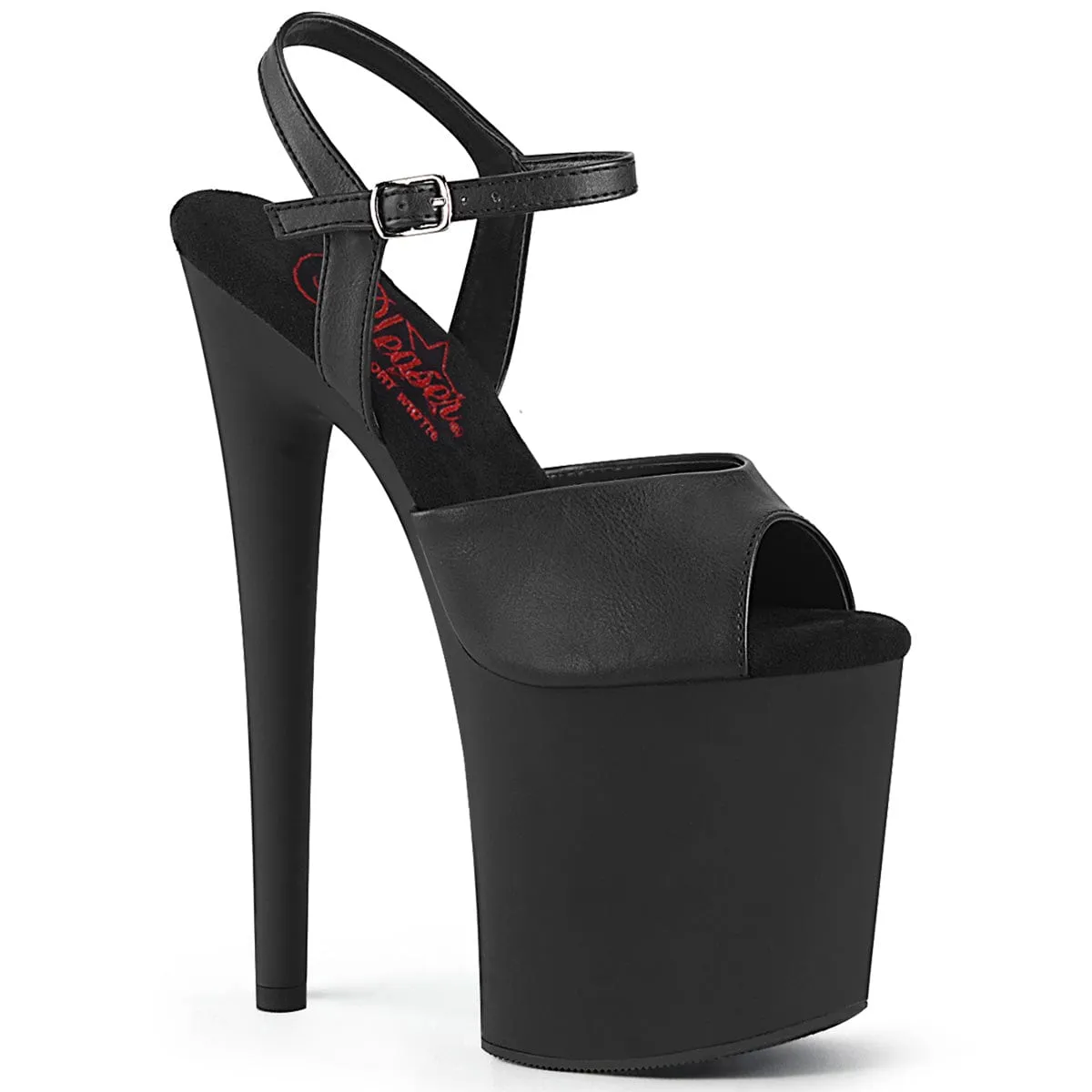 NAUGHTY-809 Black Faux Leather/Black Matte