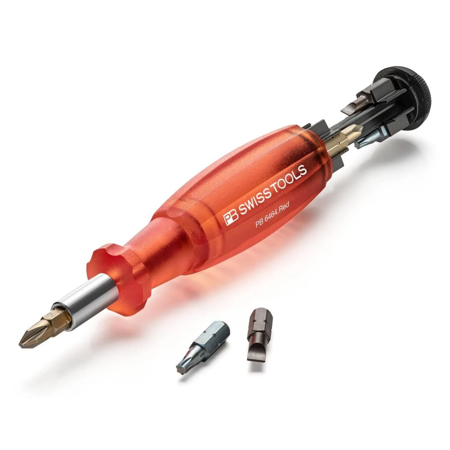 PB Swiss PB 6464.Red Bit Holding Screwdriver with Magazine, Slotted, Phillips, TORX, 9 Pcs
