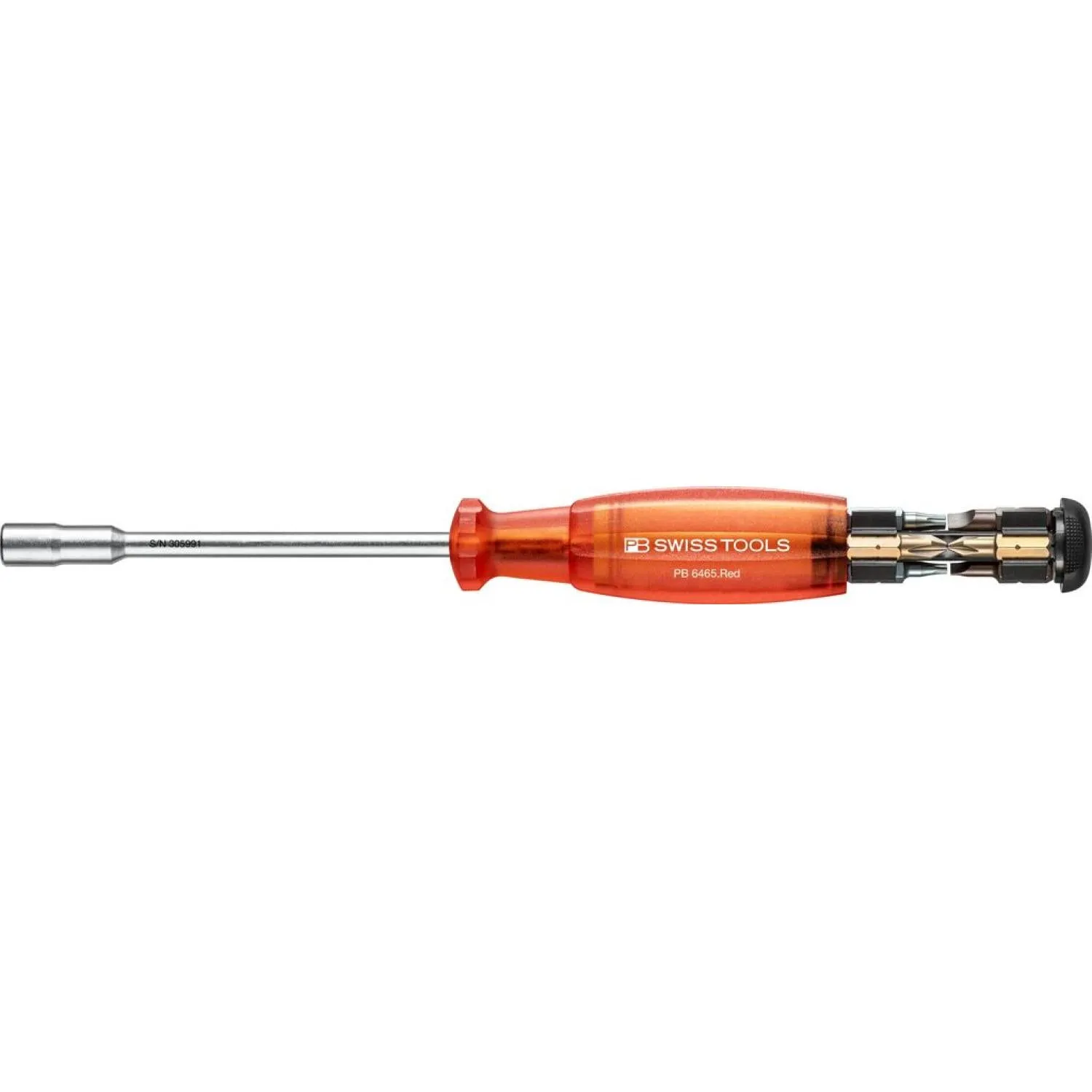 PB Swiss PB 6465.Red Bit Holding Screwdriver with Magazine, Slotted, Phillips, TORX, 9 Pcs