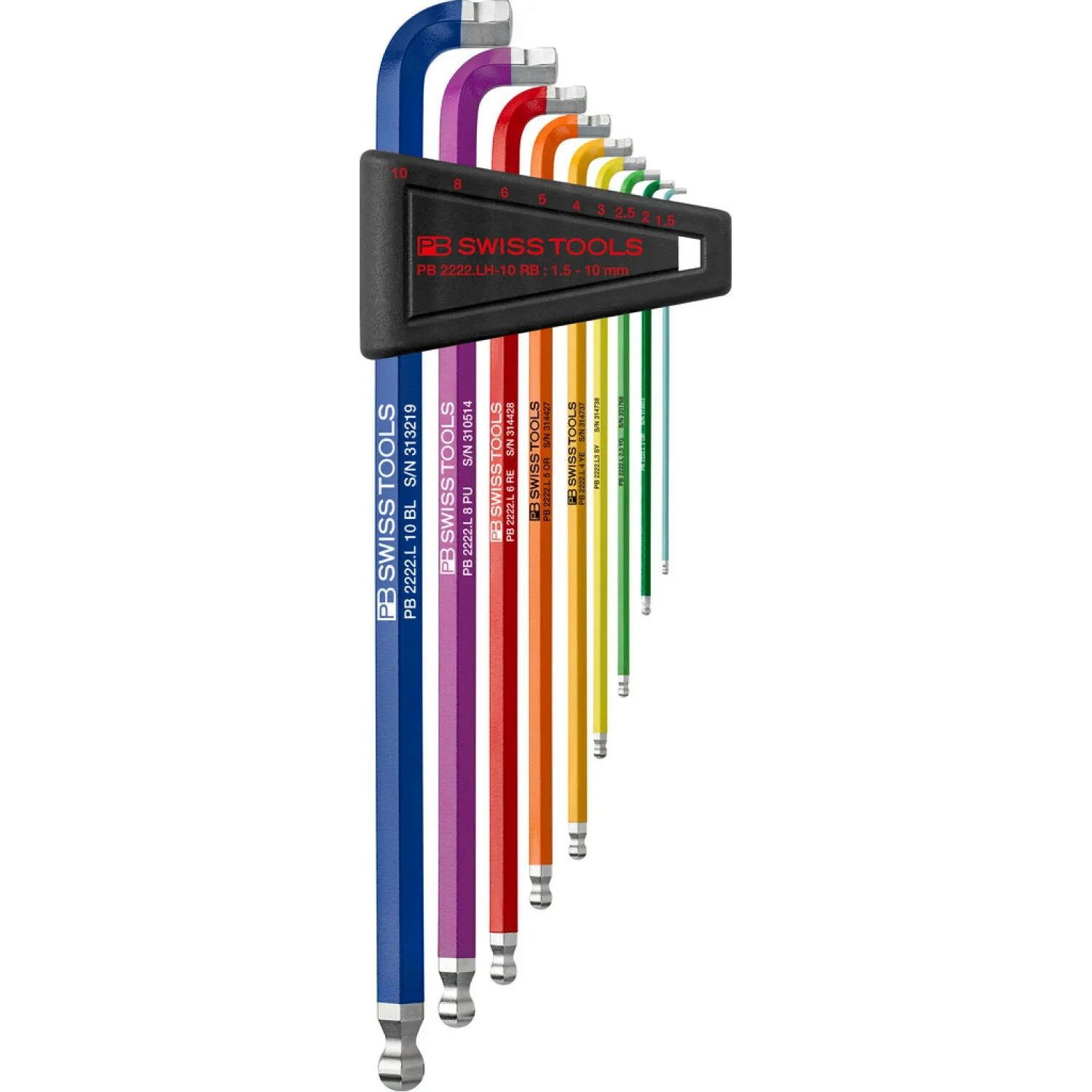 PB Swiss Tools PB 2222.LH-10 RB CN RainBow 90100 key L-Wrenches, Set, Hex 1.5-10 mm