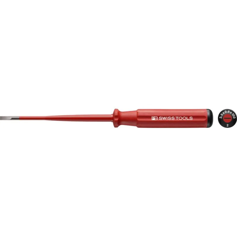 PB Swiss Tools PB 5100.SL 8-200/10 Classic VDE Slim Screwdriver, Slotted, Size 8