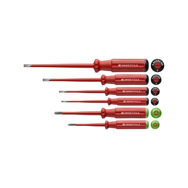 PB Swiss Tools PB 5543.SL Classic VDE Insulated Screwdriver Set, Slim, 6 Pcs