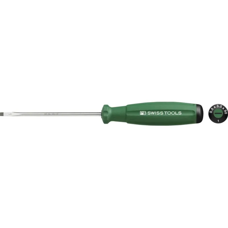 PB Swiss Tools PB 8100.1-90 GR SwissGrip Screwdrivers Slotted, 3.5 mm