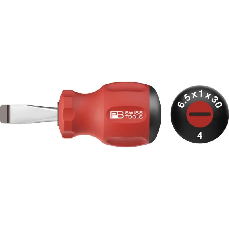 PB Swiss Tools PB 8135.6-30 Slotted Swiss Grip Stubby Screwdrivers, 6mm x 30mm