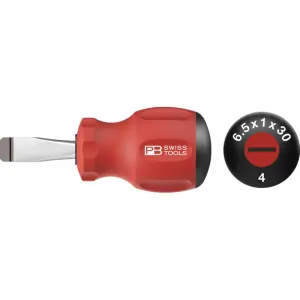 PB Swiss Tools PB 8135.6-30 Slotted Swiss Grip Stubby Screwdrivers, 6mm x 30mm