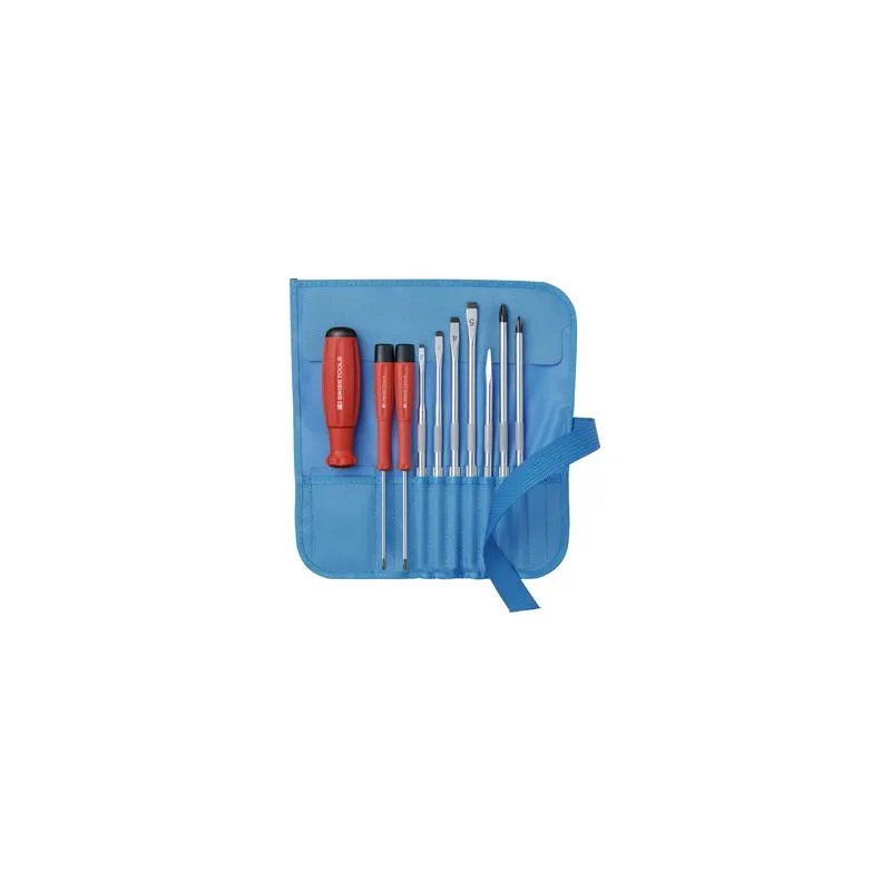 PB Swiss Tools PB 8218.TU CBB SwissGrip Screwdriver Set With Interchangeable Blades, Slotted, Phillips, 10 Piece