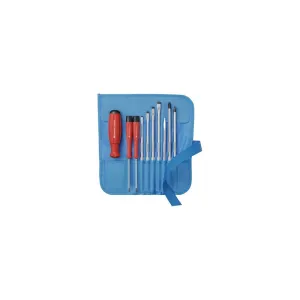 PB Swiss Tools PB 8218.TU CBB SwissGrip Screwdriver Set With Interchangeable Blades, Slotted, Phillips, 10 Piece