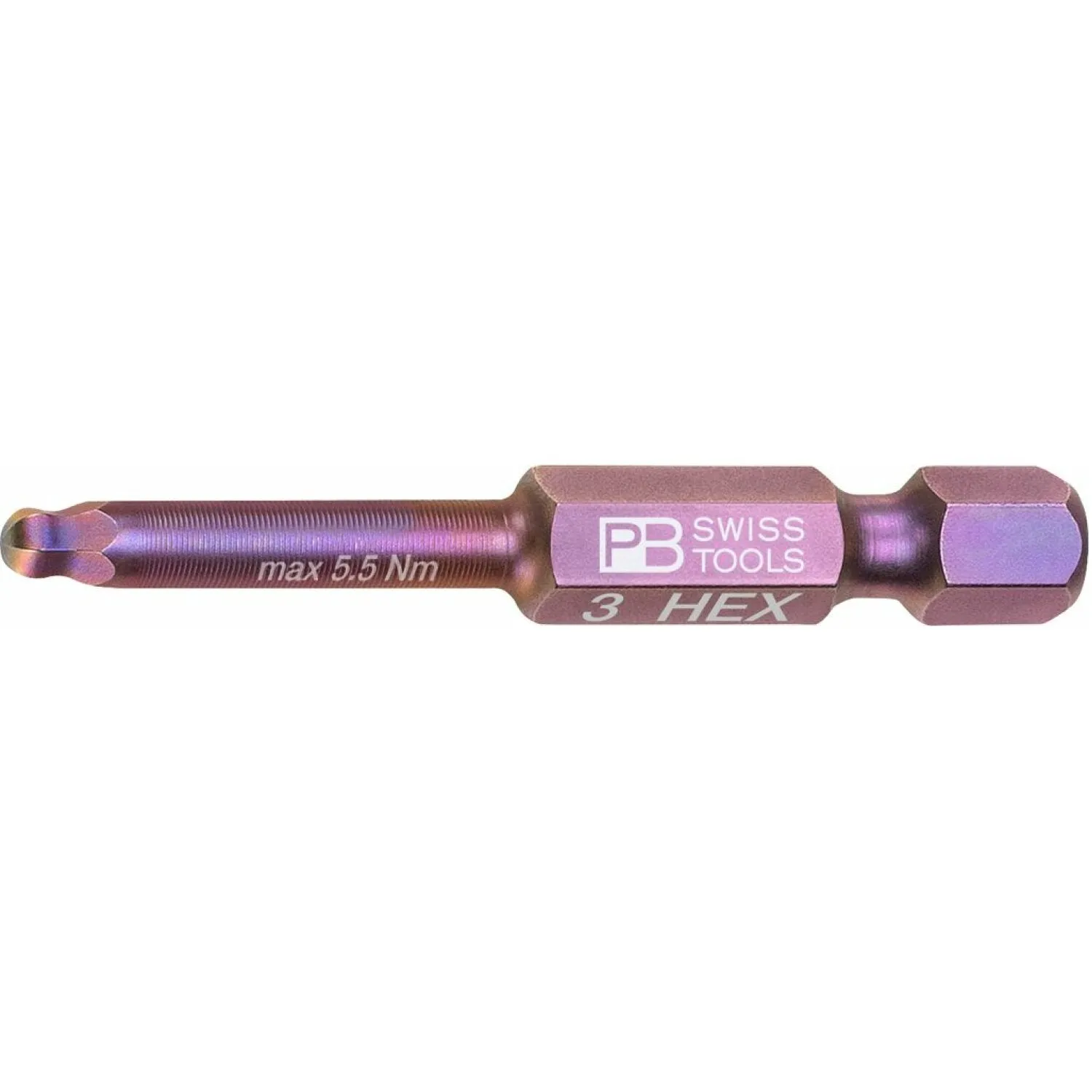 PB Swiss Tools PB E6.212/3 Precisionbit, Shape E 6.3 (1/4), With Ball End