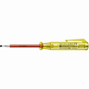 PB Swiss PB 175.0-60 LED 100-250 VAC Phase Tester & Slotted Screwdriver, 2.5 x 0.5 mm