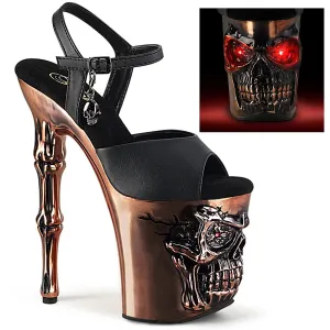 RAPTURE-809-LT Black Faux Leather/Satin Copper Chrome