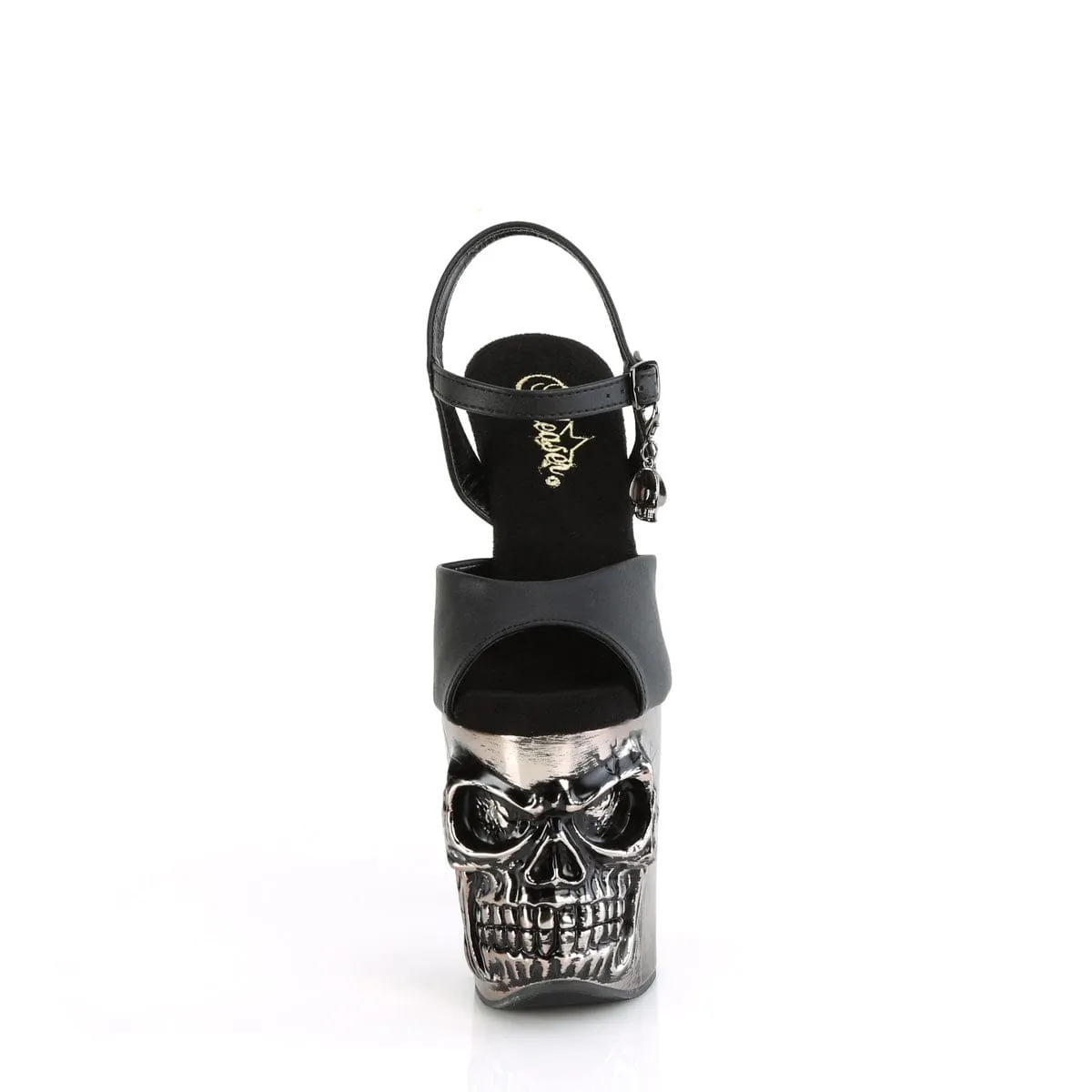 RAPTURE-809-LT Black Faux Leather/Satin Pewter Chrome