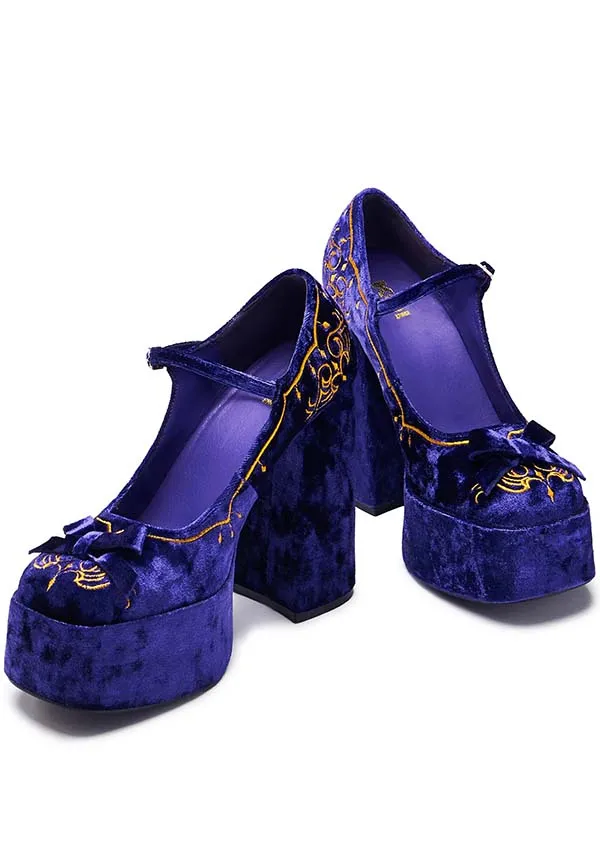 Royal Manor Velvet [Purple] | PLATFORM HEELS