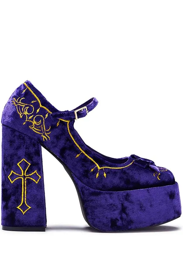Royal Manor Velvet [Purple] | PLATFORM HEELS